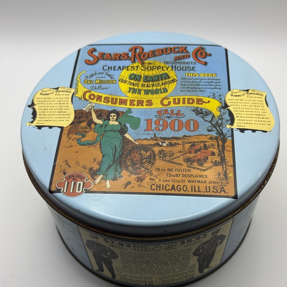 Sears, Roebuck & Co. Light Blue Decorative Tin - Fall 1900 Design